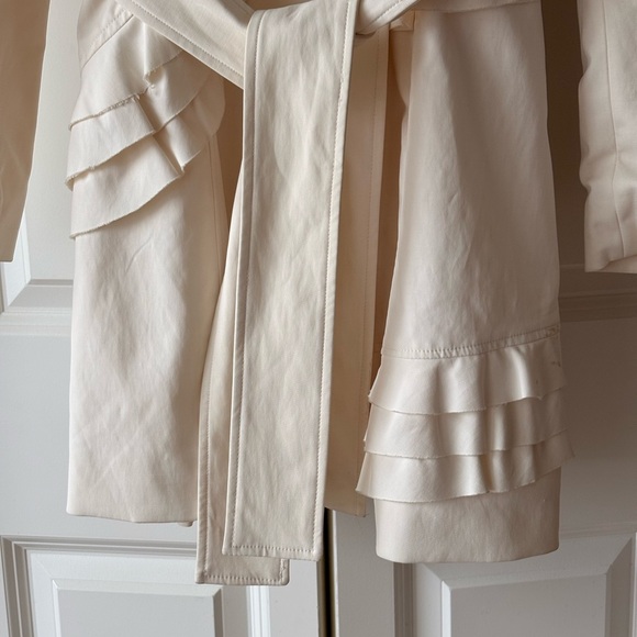 Bebe Cream Ruffle Trench Coat - Picture 3 of 15